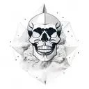 male mexican style skull, semirealistic, with a big triangular beard, the beard is made of smoke tattoo design idea