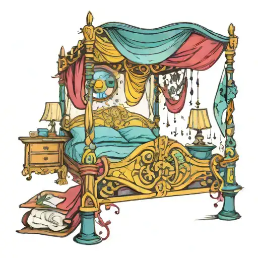 colorful canopy bed tattoo design idea