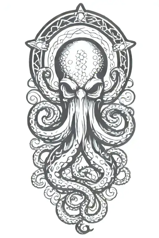 Sailor Jerry style Octopus with tentacles wrapped loosely around an anchor tattoo design idea