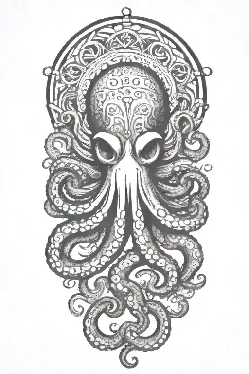 Sailor Jerry style Octopus with tentacles wrapped loosely tattoo design idea