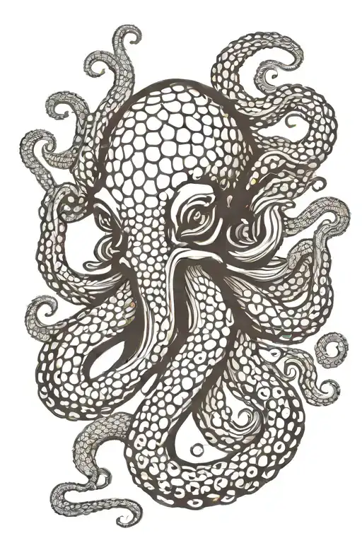 octopus fish scale head tattoo design idea