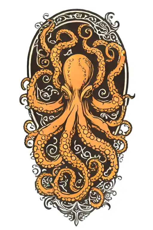Sailor Jerry style Octopus with tentacles wrapped loosely tattoo design idea
