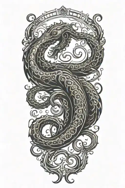 kraken sea monster tattoo design idea