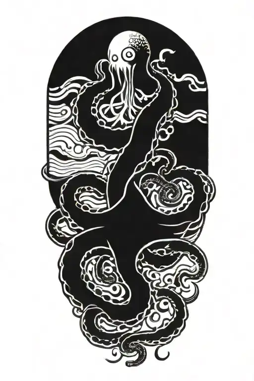 kraken sea monster tattoo design idea