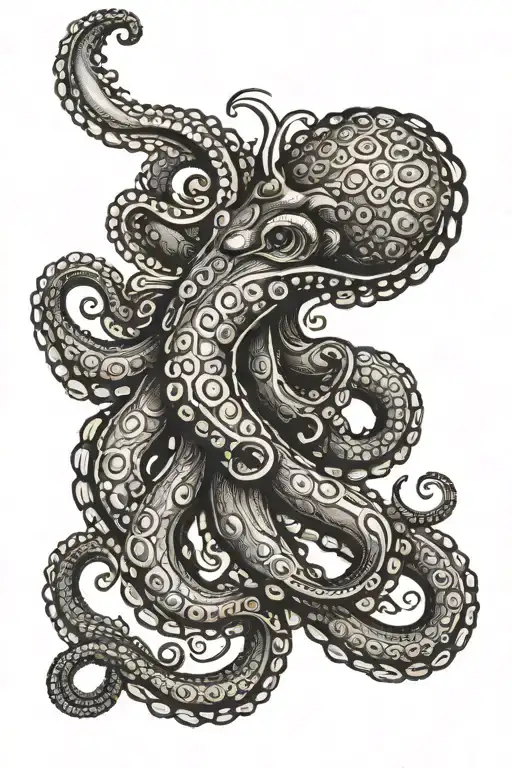 octopus next to seahorse tattoo design idea