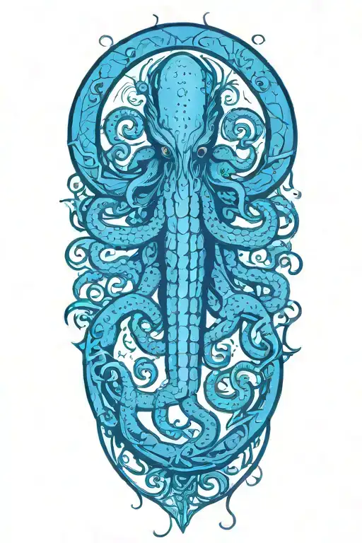 Sailor Jerry style kraken sea monster tattoo design idea