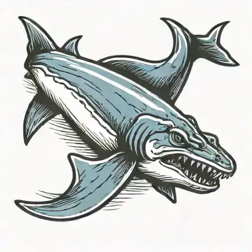 hammerhead shark jumping tattoo design idea