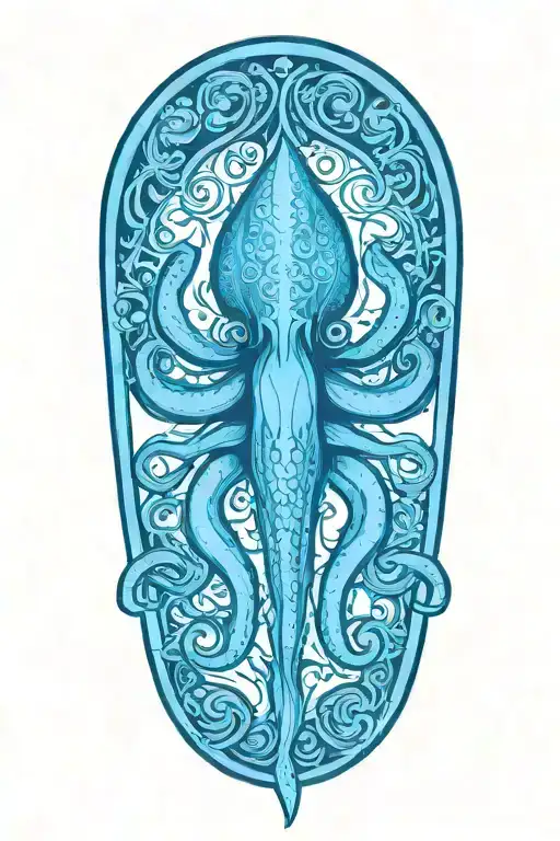 Sailor Jerry style squid tattoo design idea