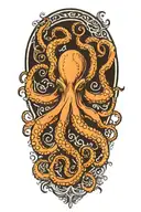 Sailor Jerry style Octopus with tentacles wrapped loosely tattoo design idea