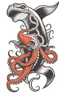 octopus fighting a hammerhead shark tattoo design idea
