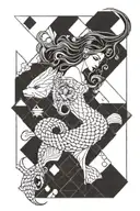 mermaid and Pisces  tattoo design idea