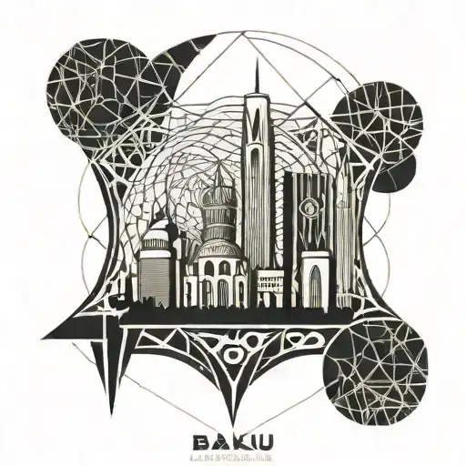 Baku Azerbaijan skyline tattoo design idea