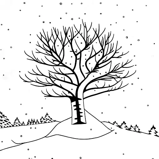 winter night scene with aspens and snow  tattoo design idea