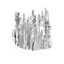 winter night scene with aspens trunks and snow  tattoo design idea