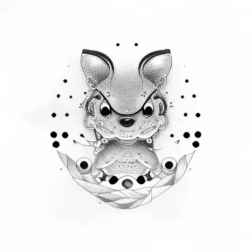 simple, small, ADHD person, black and white tattoo design idea