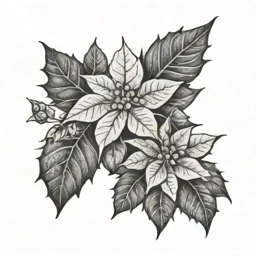 Holly and poinsettia   tattoo design idea