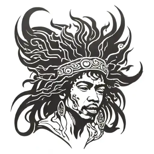 jimmi hendrix head abstract tattoo design idea