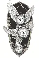 2 clocks with dates wings spread bobcat face tattoo tattoo design idea