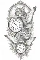 2 clocks with dates wings spread bobcat face tattoo tattoo design idea