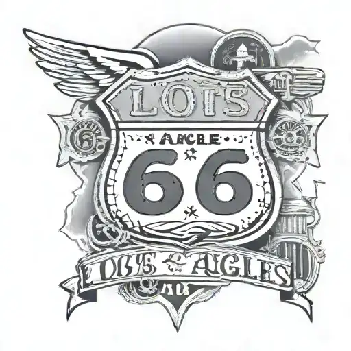 Los Angeles and route 66 tattoo design idea
