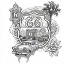 Los Angeles and route 66 tattoo design idea