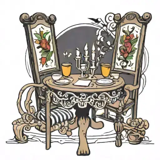 chairs around a table  tattoo design idea