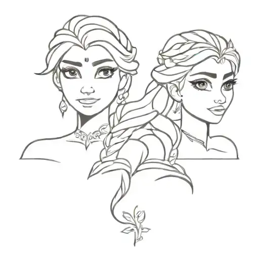 Elsa and Anna symbols tattoo design idea