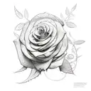 A sketch-style Greek pillar adorned with realistic wild Alberta roses climbing up its sides tattoo design idea