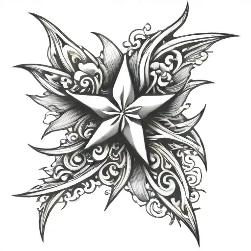 shuriken flower tattoo design idea