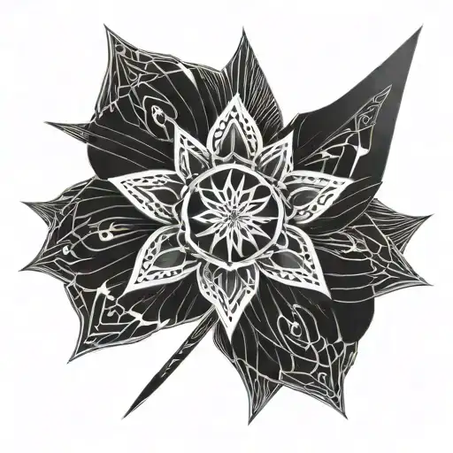 shuriken Lotus flower tattoo design idea