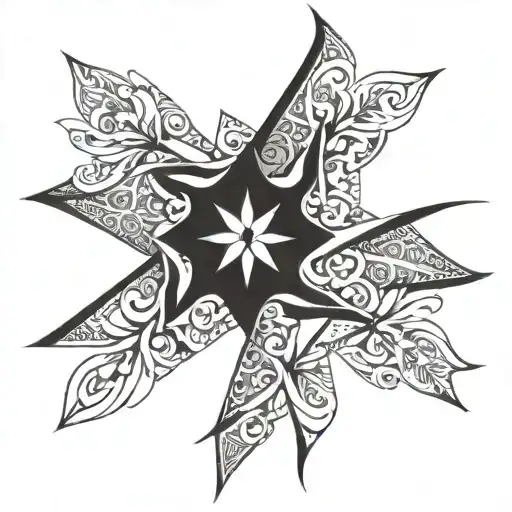 shuriken formed  flower tattoo design idea