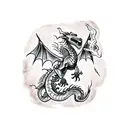 A dragon breathing fire onto a medieval castle tattoo design idea