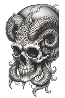 aries skull tattoo design idea