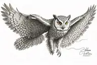 owl flying tattoo design idea