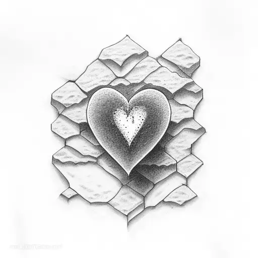 heart surrounded by brick wall, trust no one tattoo design idea