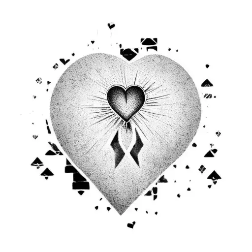 real heart surrounded by brick wall tattoo design idea