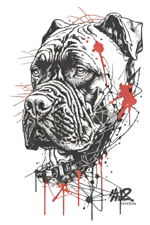 cane corso dog with barb wire tattoo design idea