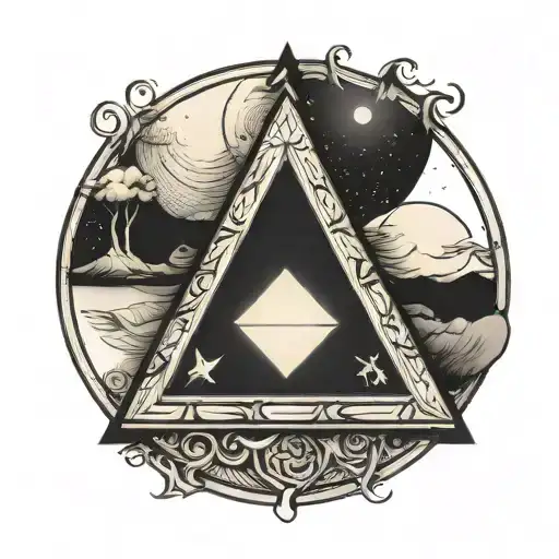 Aa Symbol Of A Triangle Inside A Circle, With the moon tattoo design idea