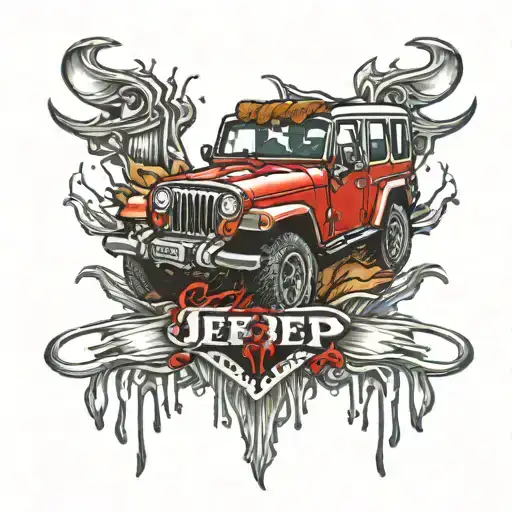 jeep logo with blood is thicker then water tattoo design idea