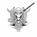 Snake Oni Sword tattoo design idea