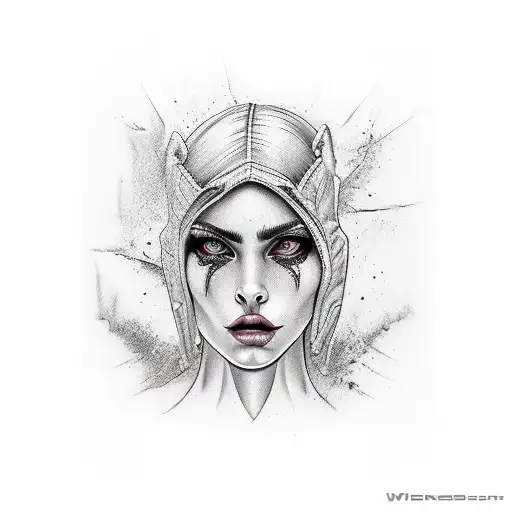  women face whit gangsta elements  tattoo design idea