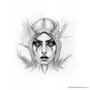  women face whit gangsta elements  tattoo design idea