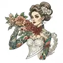 androgynous girls in wedding dresses tattoo design idea