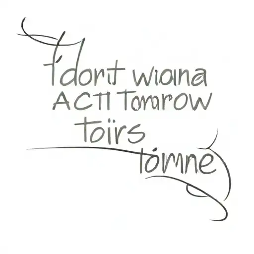 text "I don't wanna act like there's tomorrow. I don't wanna wait to do this one more time." tattoo design idea