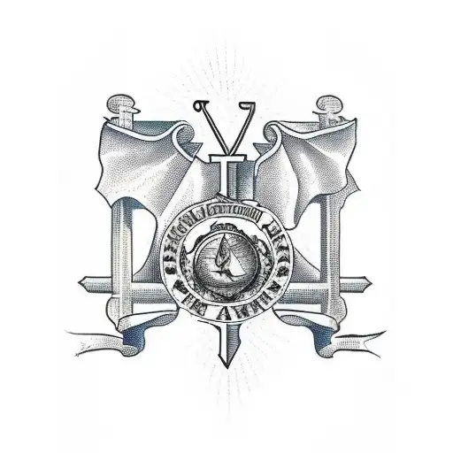Words "Vocati ad Servitum" with a Naval cross tattoo design idea