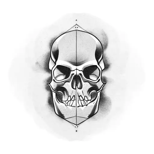A tattoo of a skull wearing a rock band t-shirt, surrounded by musical notes, in a blackwork style tattoo design idea