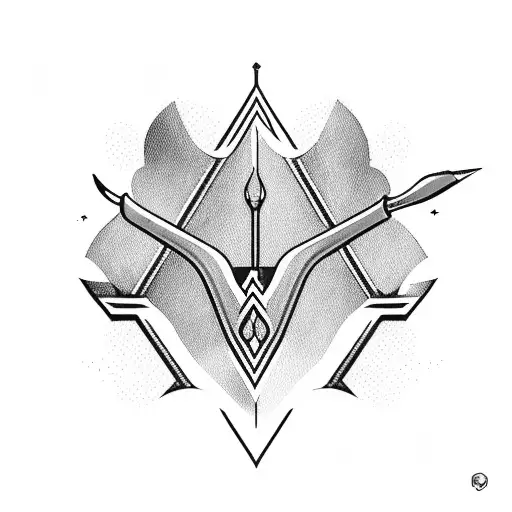 Bow and arrow surrounded by a lush forest tattoo design idea