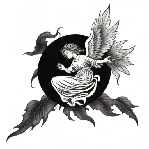angel falling tattoo design idea