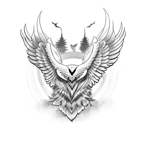 God Odin with Ravens and owls tattoo design idea