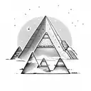 pyramid setting with camels and night sky fading into Anubis  tattoo design idea